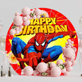 Marvel Super Hero Spider Man Round Happy Birthday Backdrop For Boys